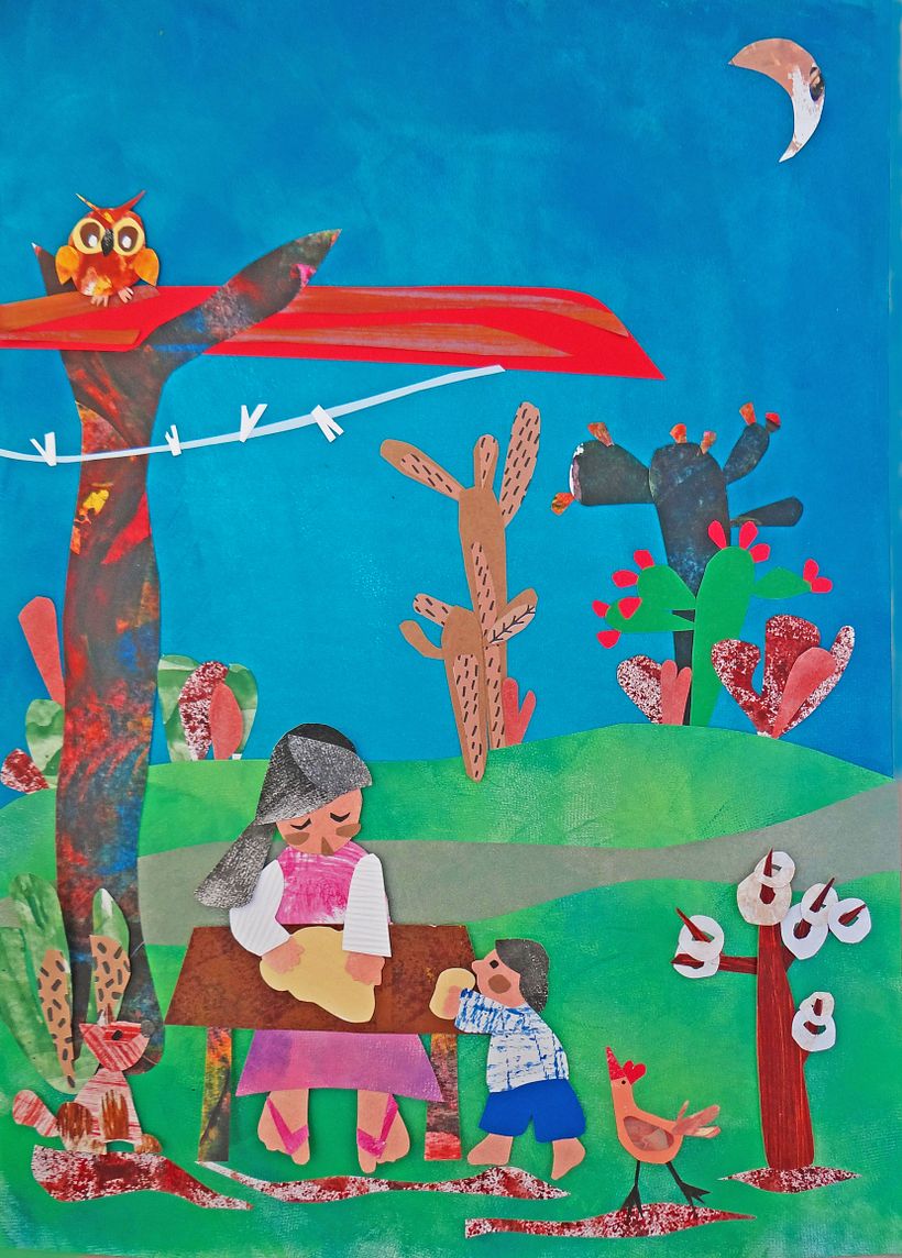 Antuca, amasa durante el dia, o las noches, prepara los rosquetes para sus vecinos. Su hijo Juanillo siempre la ayuda