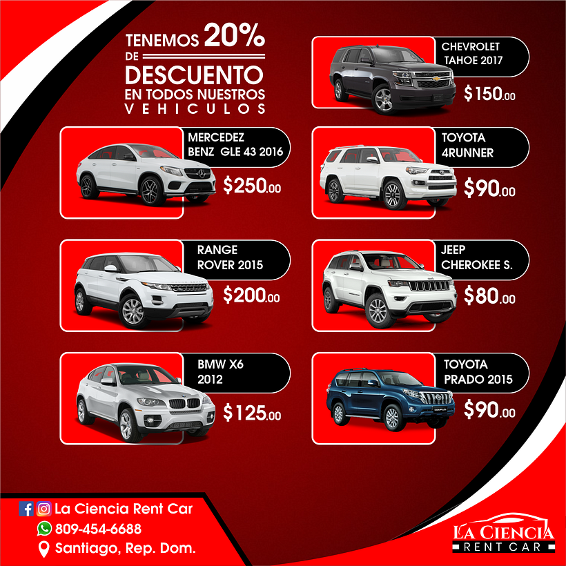 La Ciencia Rentcar  - 20% de Descuento - Flyer 