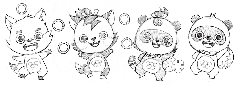 First sketches of the characters © Kudasai Studio