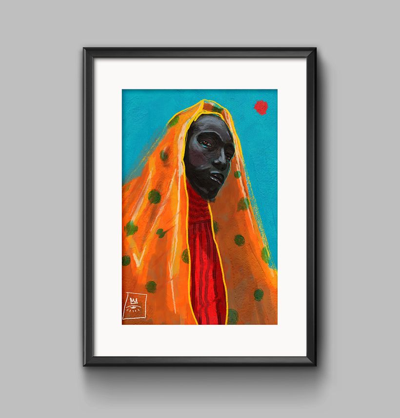 un acercamiento a lo  que seria  un print de esta ilustración de frente.