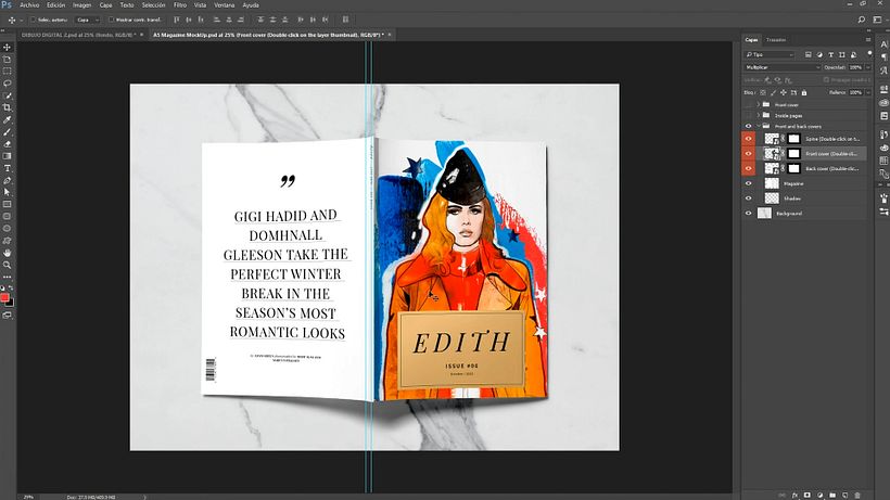 El mockup permite ver cómo quedaría la portada en la publicación impresa