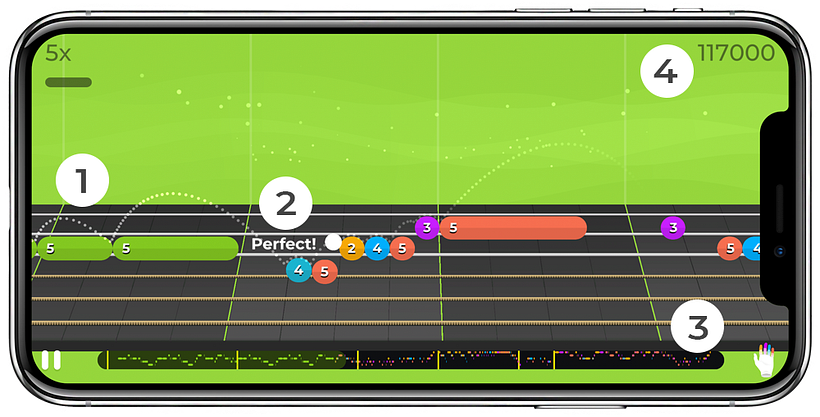 Vista de la herramienta para aprender escalas, Yousician