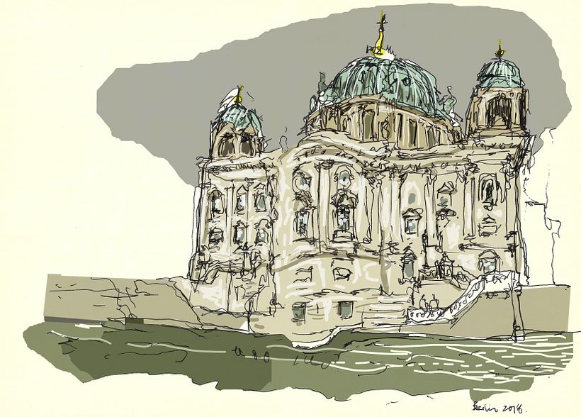 Berlin Cathedral. Drawn 2018, rendered recently