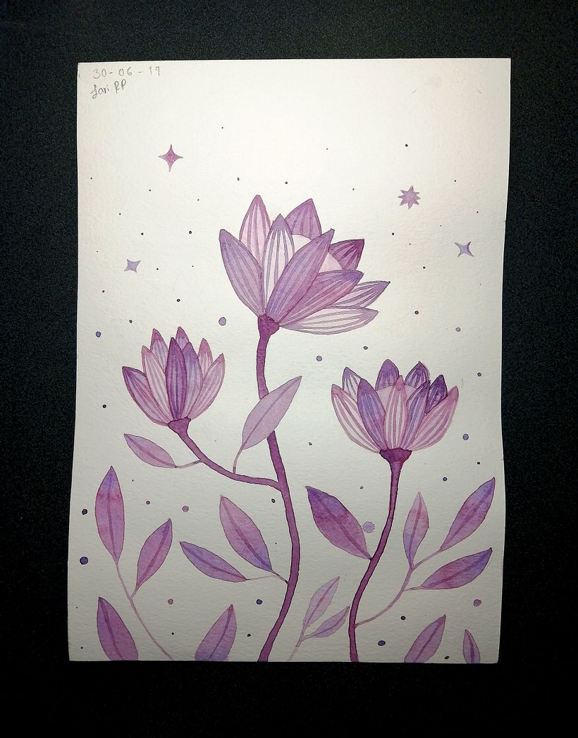 acuarela, tonos púrpura