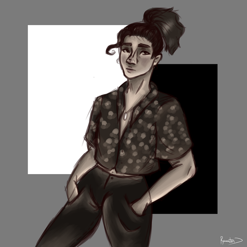 En verdad no debía ser blanco y negro, pero lo empecé a pintar así y me gustó xD