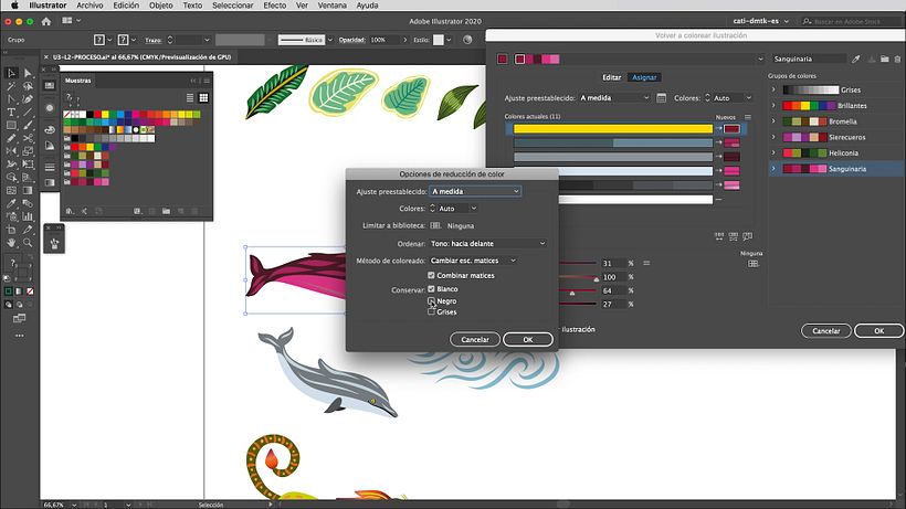 Exclude or include colors with the Color Reduction Options tool