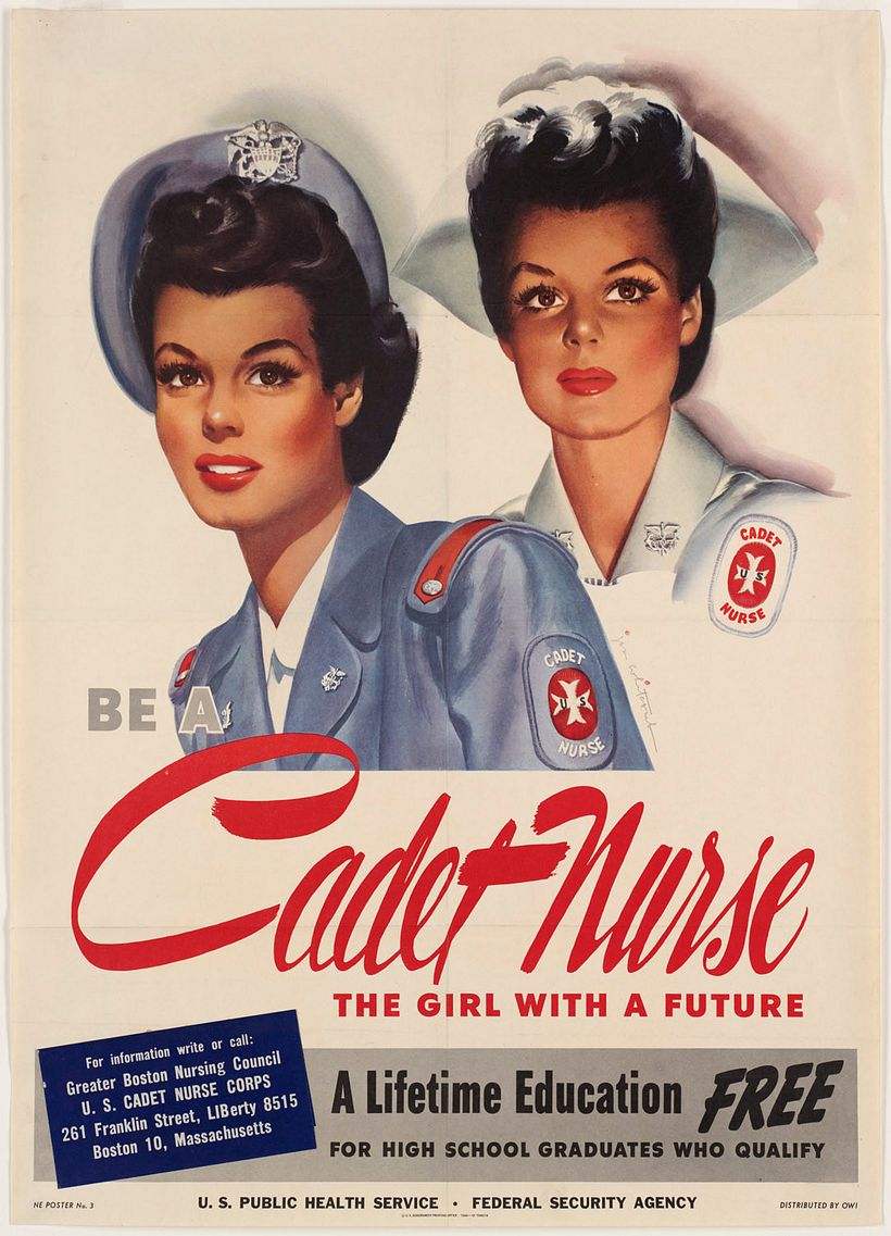 Recruiting poster for the WWII-era Cadet Nurse Corps. United States Government Printing Office