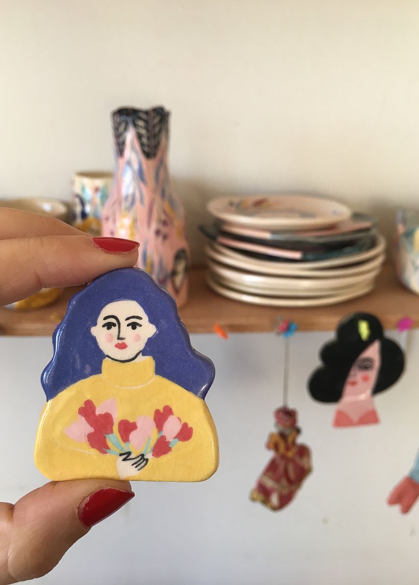 Prendedor niñas con flores