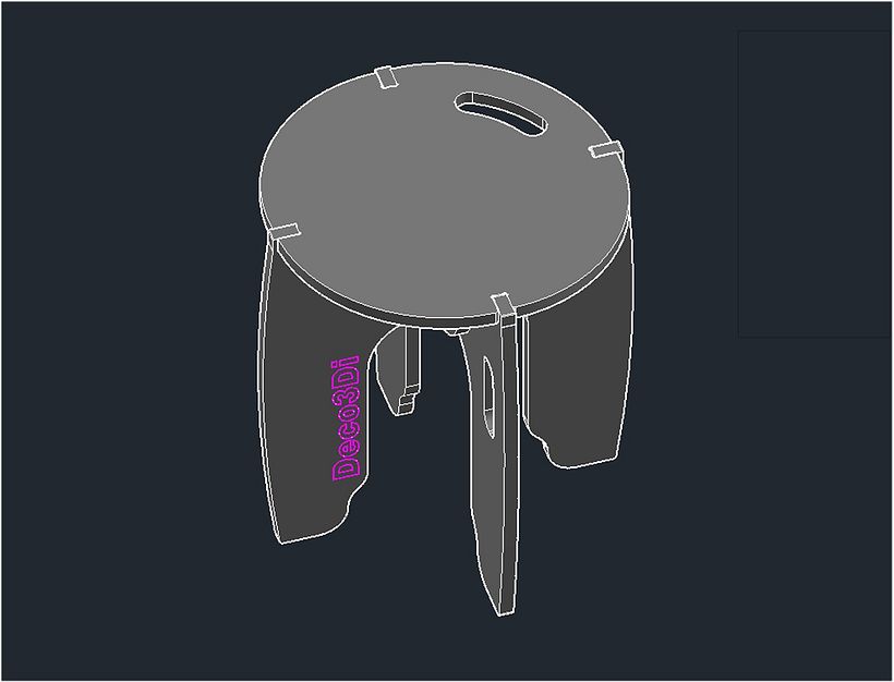 Una breve visualizciòn 3D para ver como queda, listo, ya de mando para corte en un router CNC 