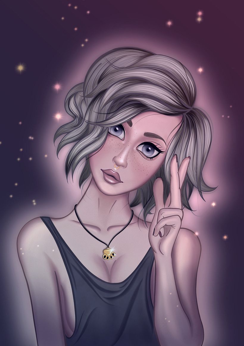 her name is lola she love animals and is vegan, i spent the last three days working on this portrait, i hope u guys like it.