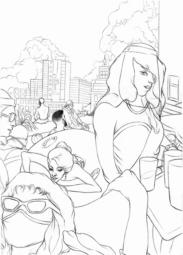 Trabajo de línea sobre papel A3