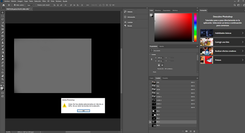 Error al crear una máscara de intercepción entre Alfa 4 y Alfa 5 1