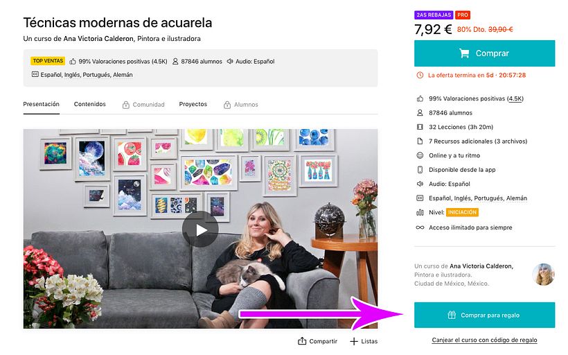 regalar a otro un curso. 1