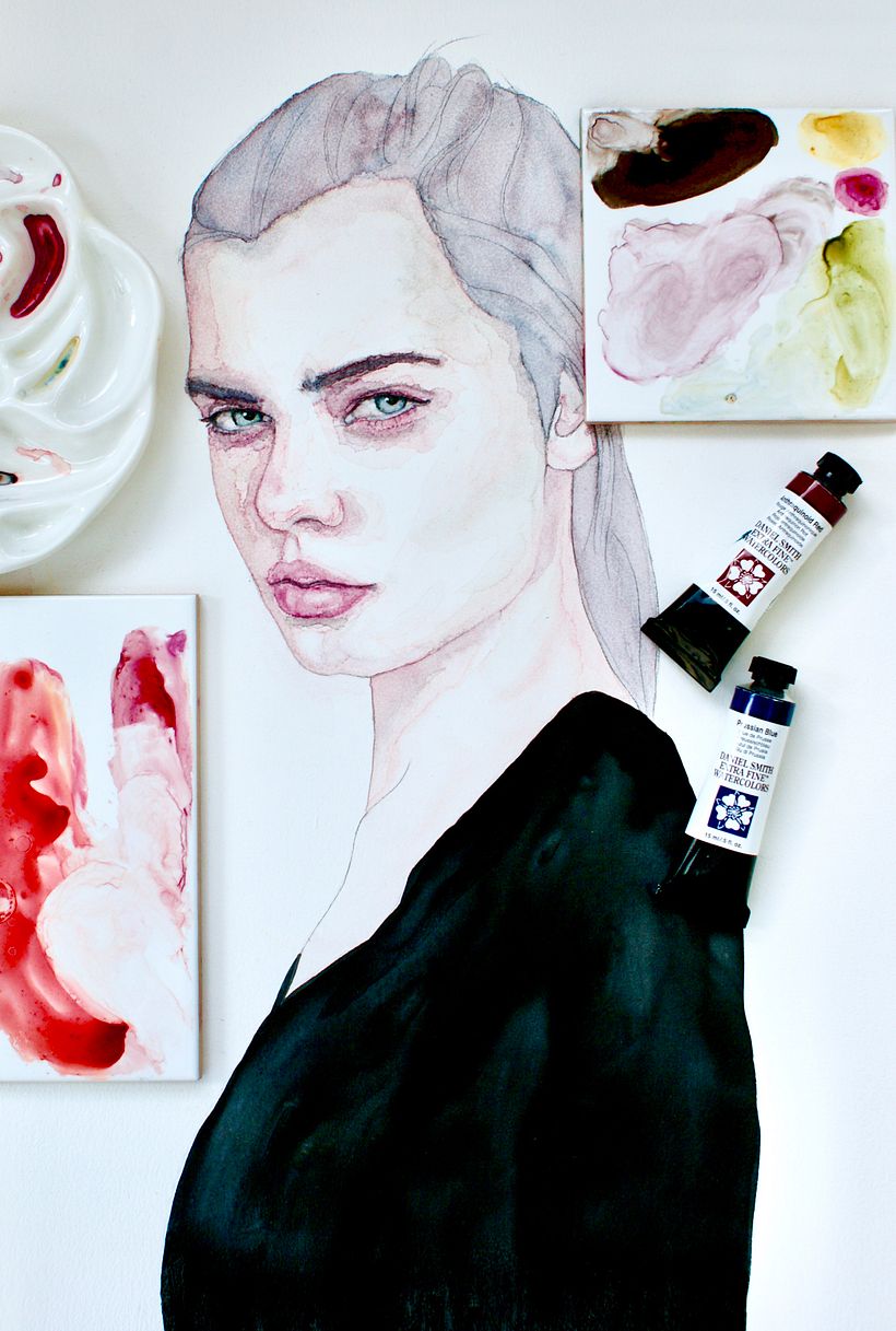 For this project, I layered gesso and Golden watercolor grounds on Canson paper with a paint roller.