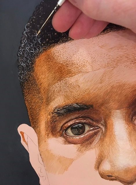 Adding fine detail. 