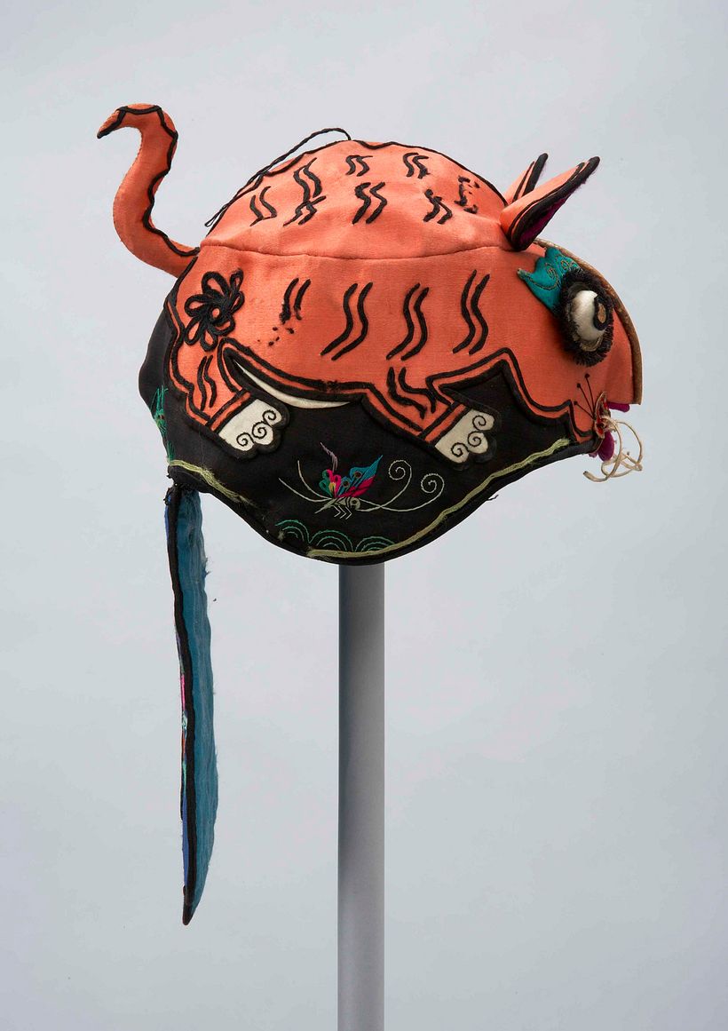 Festival hat. Year: 1880-1970. Shanxi (North China). Given to the museum by Fred Braida