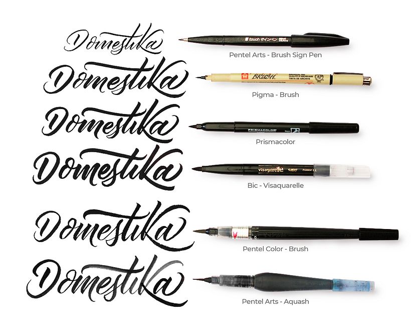 Comparação de brush pens de Ana Hernández