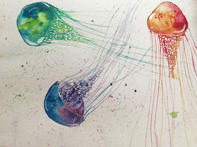 Water color exercise -Jelly fishes