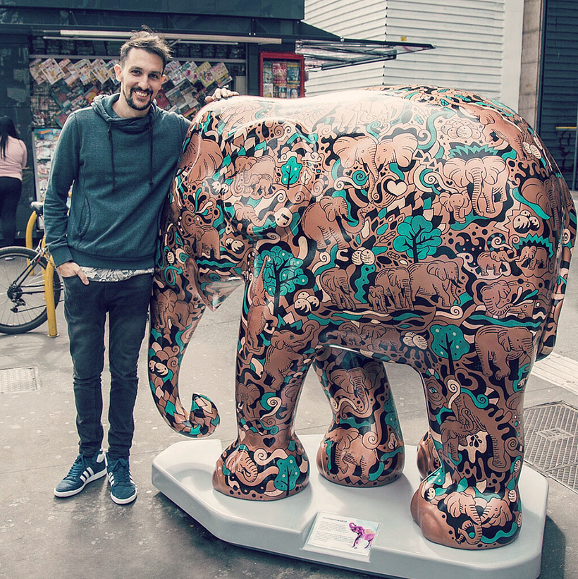 Obra de Mauro Martins durante Elephant Parade