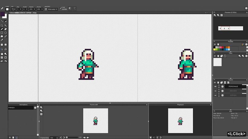 Open the character's arms slightly and lift their eyes in the middle frame