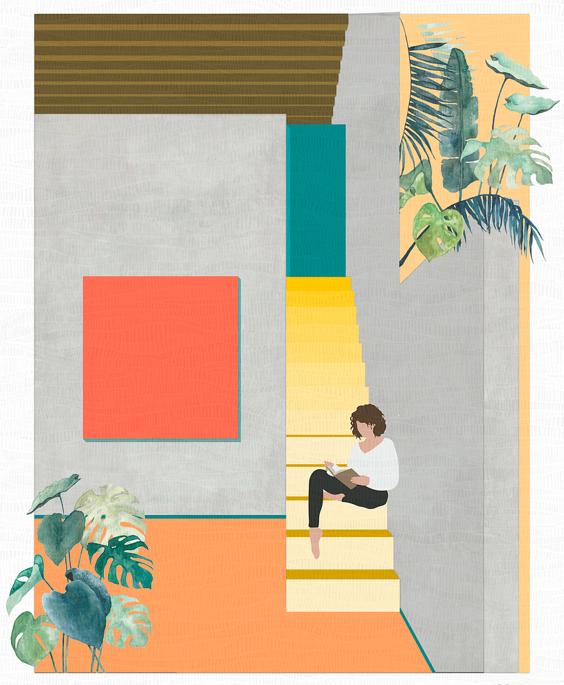 CASA ESTUDIO LUIS BARRAGAN. ILUSTRACION: DANIELA ORTIZ CHACON