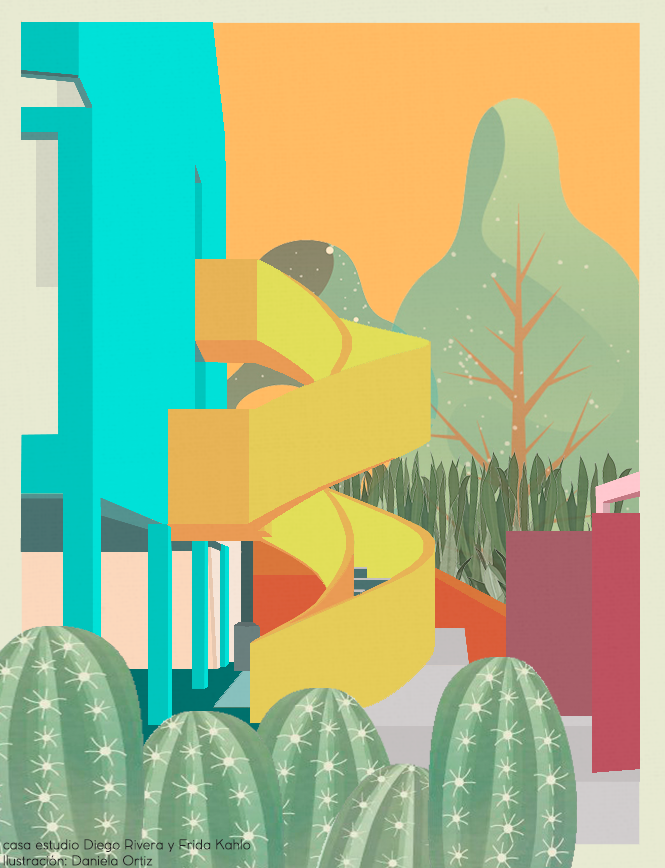 CASA ESTUDIO DIEGO RIVERA Y FRIDA KAHLO. ILUSTRACION: DANIELA ORTIZ CHACON