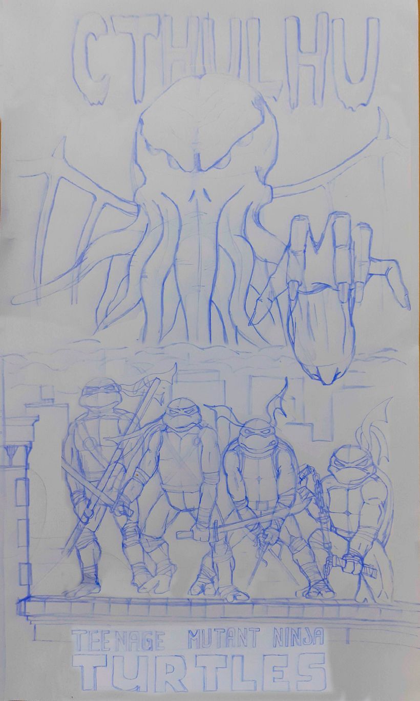el primer boceto hecho para ver la composición