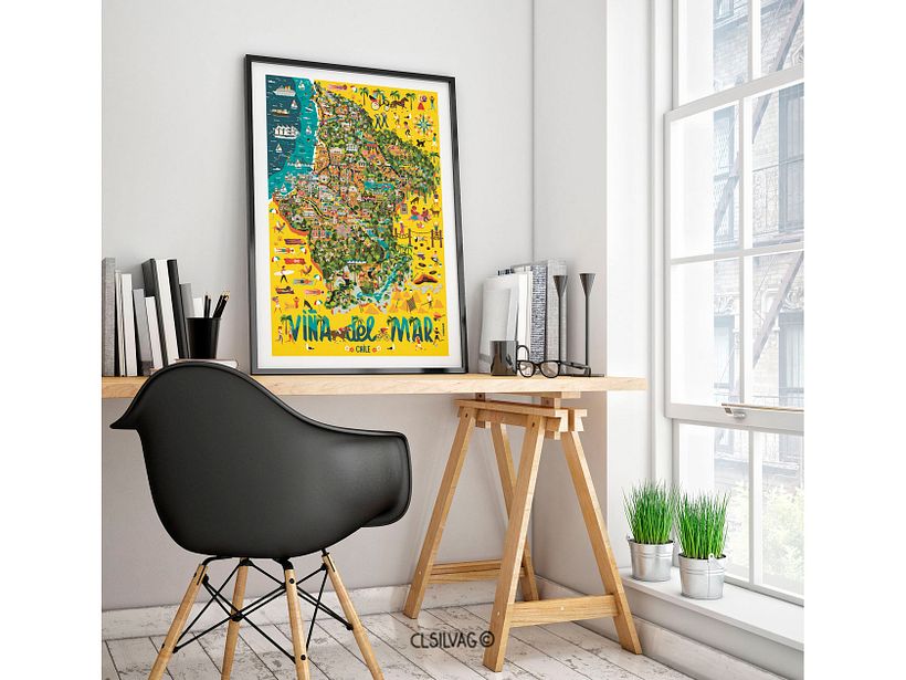 Mapa Ilustrado de la comuna de Viña del Mar - Chile, Mockup Designed by www.downloadmockup.com