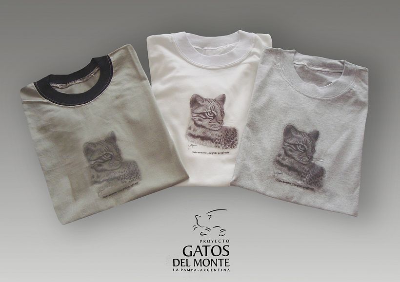 Remeras realizadas posteriormente como colaboración para el Proyecto "Gatos del monte" (2009). 