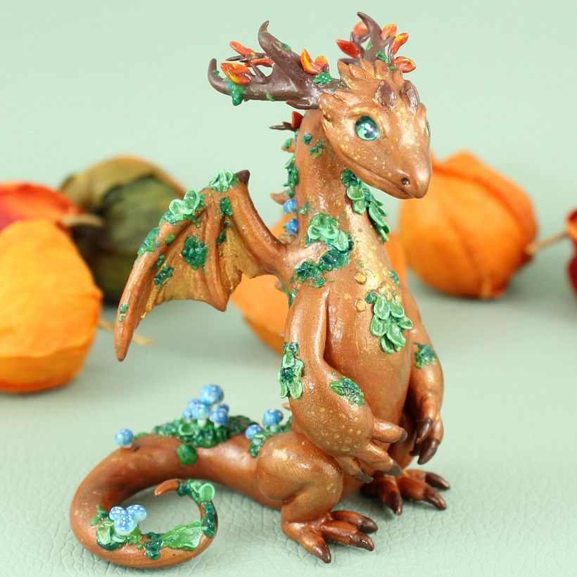 Forest Dragon in Polymer Clay -1