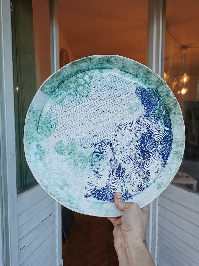 Collage with copper oxide and transfer paper 2