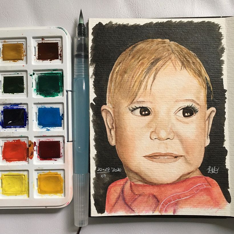 2. Acuarela en pastillas y tinta china, frontal.