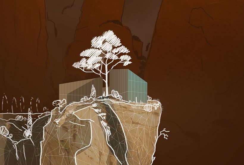 Using a Wacom Intuos to define the cliff, vegetation and surroundings.