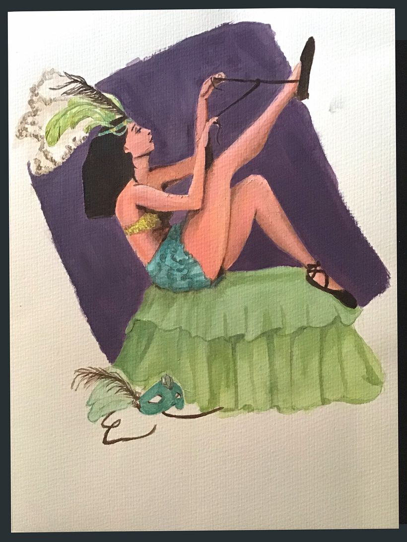 Lamina Acuarela color Chica Pin Up ‘20