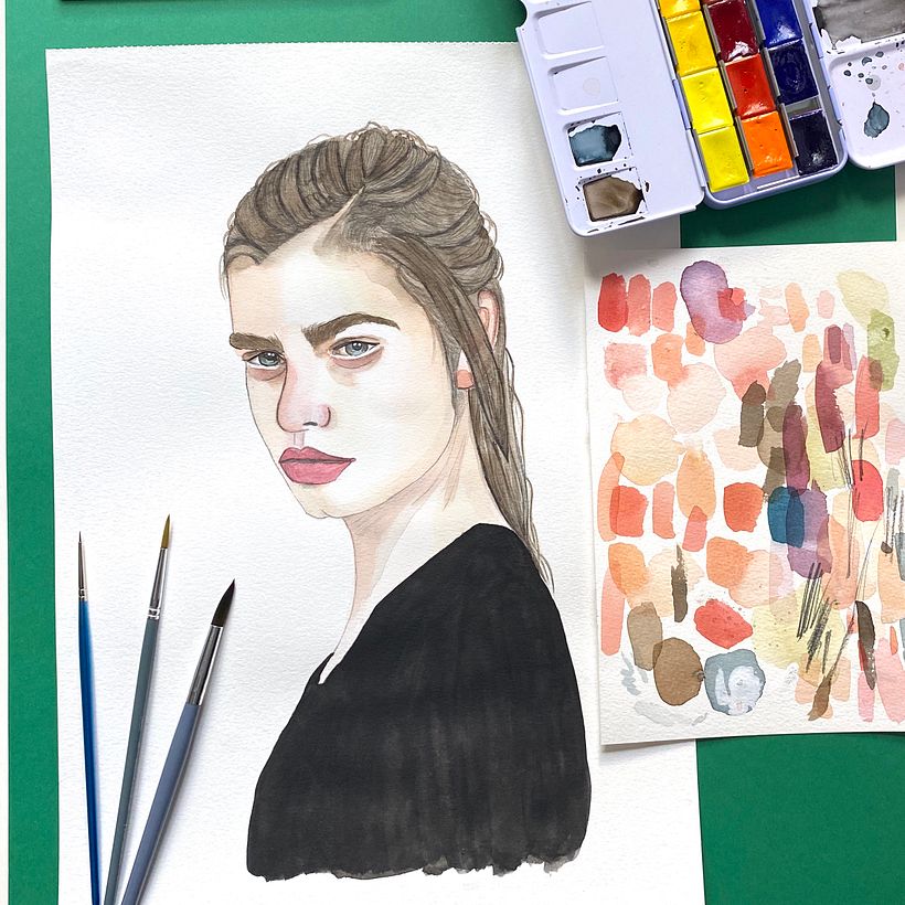 Mi Proyecto del curso: Retrato en acuarela a partir de una fotografía 1