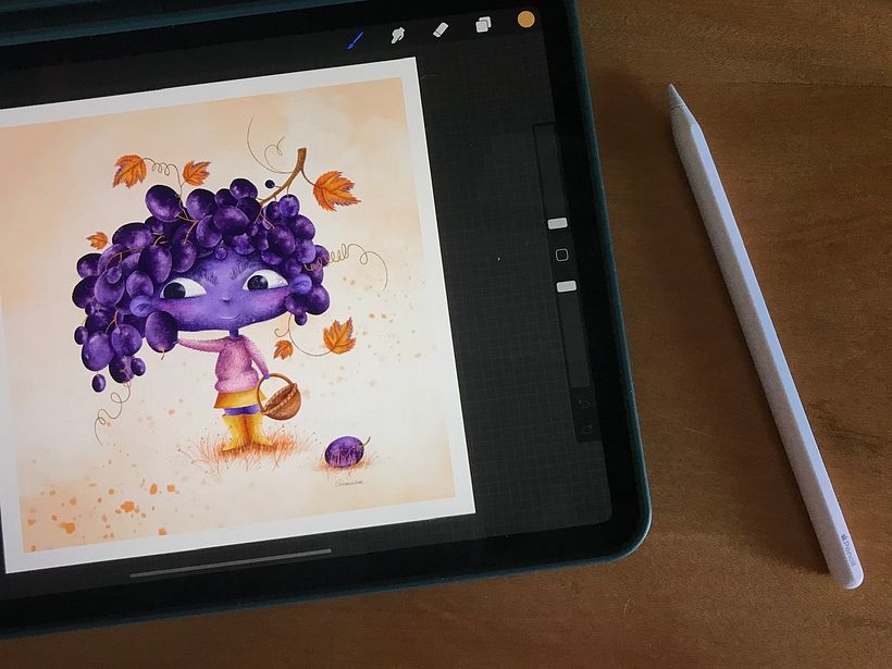 Meu projeto do curso: Ilustração digital com Procreate - Grape Postcard 6