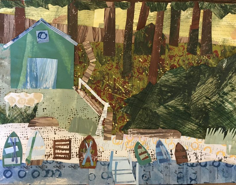 Every summer we would rent a cabin and also a rowboat.  Here is the dock and boats and boathouse.
