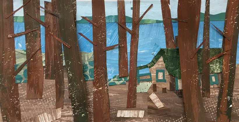 All the cabins were in the forest, surrounded by tall cedar trees.  