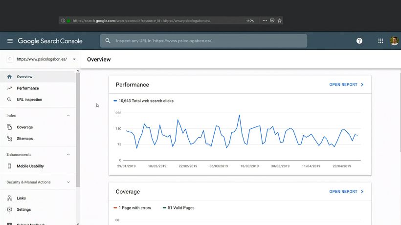 O gráfico principal de Performance