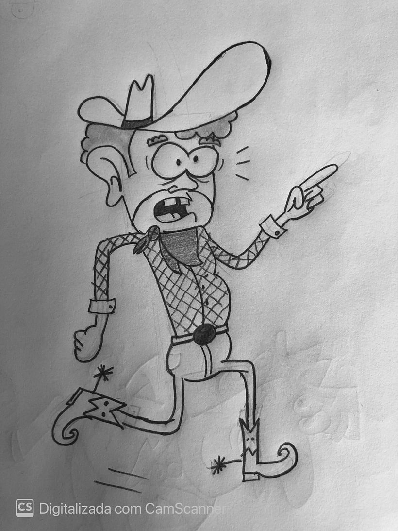 Un vaquero un poco ansioso y apresurado