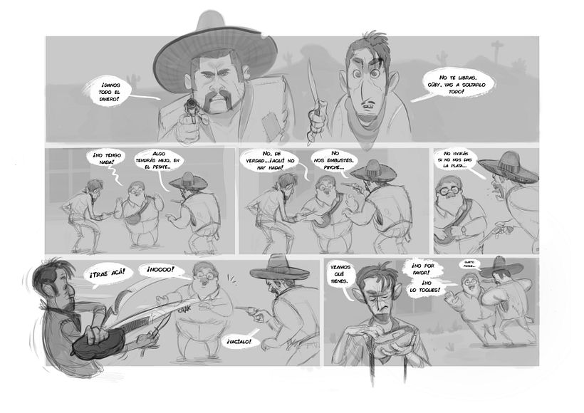 Timelapse del boceto de una viñeta para cómic. En el vídeo, comento algunos trucos que utilizo para encajar la anatomía de estos personajes y como arreglar o modificar algunos fallos que van apareciendo. Espero que os guste. 1