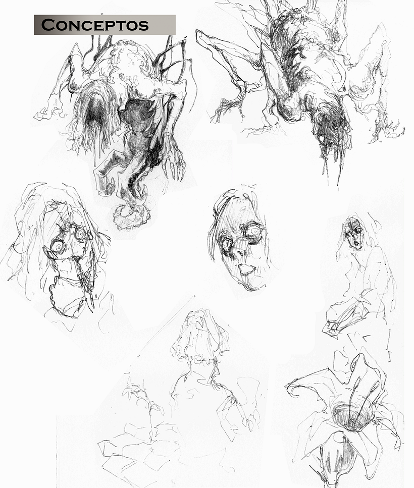 Estas son algunas ideas y pruebas que he hecho en mi sketchbook, también para ver si funcionarian en la pagina final