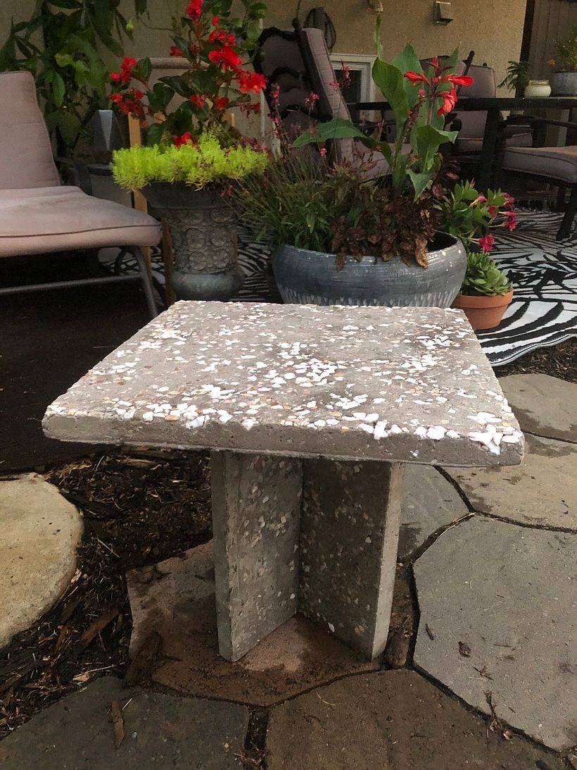 White and Mother of Pearl Recycled Glass in Grey Concrete, Still need to Finetune Edges