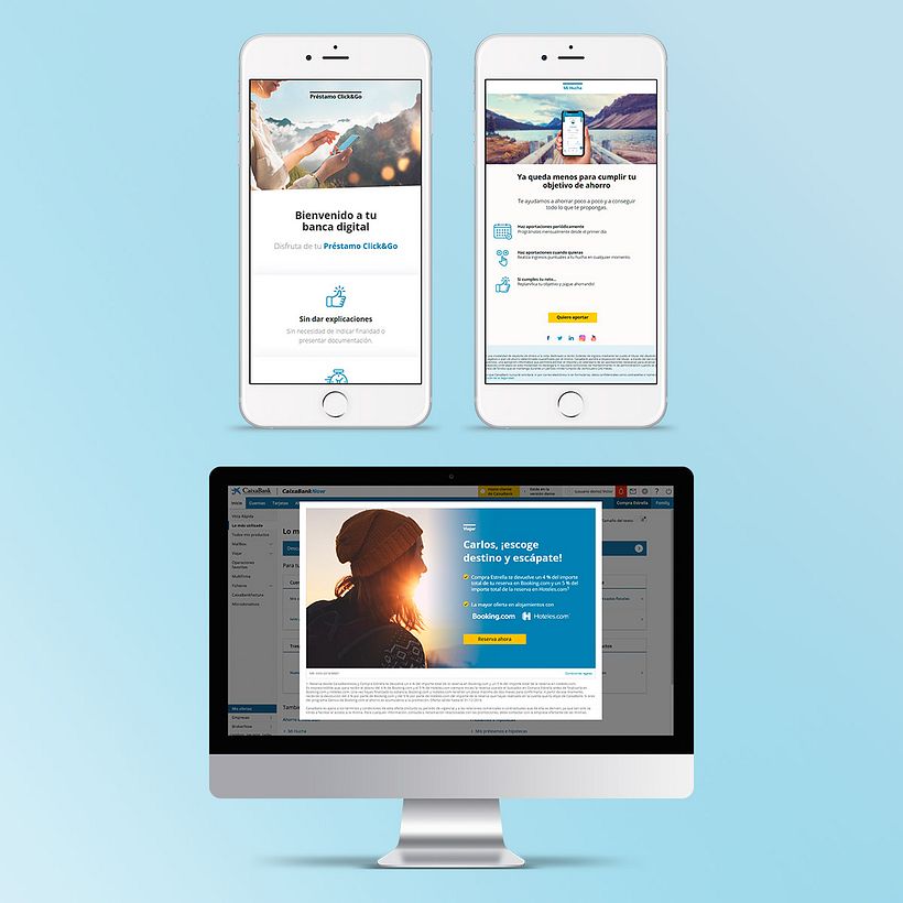 Diseño y maquetación de piezas publicitarias y notificaciones en App para cliente de banca 0