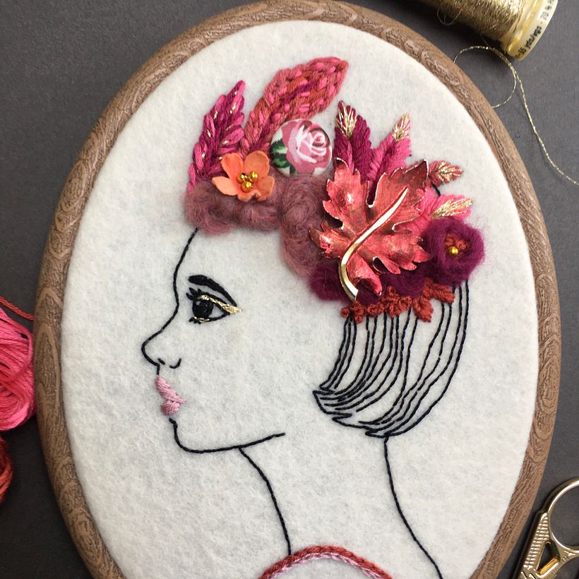 Midsummer Nights Dream inspired hand embroidery 