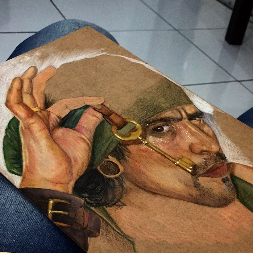 colored pencil portrait of a pirate -1