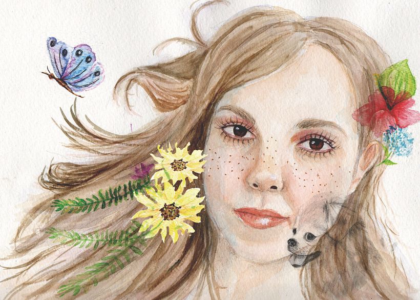 Este es mi proyecto final de Retrato Ilustrado en acuarela. Espero los comentarios de la Profesora Ana Santos