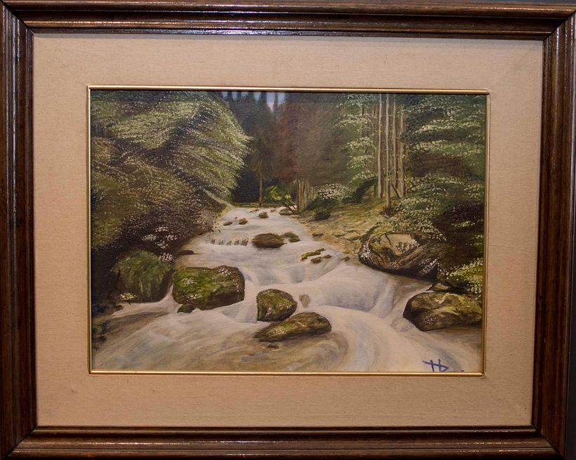 Bosque y cascada_Artista Daniela Lagos _Óleo sobre mdf_ Realismo veladuras