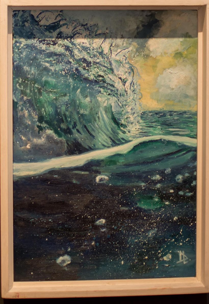La ola_ Artista Daniela Lagos _ óleo sobre mdf_ realismo veladuras