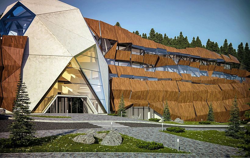 Architectural concept, based on restoration of old sport center in Carpathian mountains - Vorokhta village- west Ukraine 2
